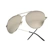 Silver Frame & Mirrored Lens Aviator w/ Microfiber Sunglasses Pouch