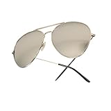 Silver Frame & Mirrored Lens Aviator w/ Microfiber Sunglasses Pouch