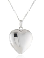 Silvertone Polished Heart Locket Pendant Necklace, 18"