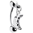 Black Gem Half Moon Dangle Eyebrow Ring