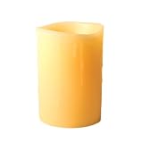 Enjoy Lighting 371707 BeesWax Drip Vanilla Scented Wax LED Pillar Candle, 4-Inch by 6.1-Inch