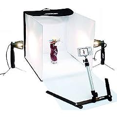 PROFI Fotostudio Box 2 Strahler Stativstange & Fotozelt 3 farbige Hintergr�nde