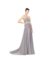 A-line Strapless Chiffon/Polyester Sequined Beaded Ruched Full Length Sleeveless Evening Dress/Prom Dress/Party Dress  with a Brush/Sweep Train 