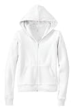 NEW District Threads - Ladies Velour Fitted Full Zip Hoodie White-XL