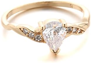 Kangyan Women's Bass Engagement Zircon Rings Plated with Gold Pronged with White Stone R0126 Size8