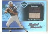 2003 Leaf Limited Threads Prime #LT-63 Johnny Unitas - Baltimore Colts (Piece of Authentic Game Worn Patch - Serial #d 1/1 - Donruss/Playoff Special Edition Embossed) (Football Cards)