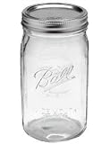 Ball Jar with Lid and Band - Pick Your Size and Color (Clear, Wide Mouth Quart - 32 oz.)