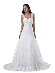 Satin Beaded Lace-Up Sequined Sheer Applique Spring Fall Sweetheart Wedding Dress  with a Chapel Train 