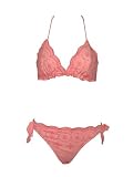Hot Kiss Coral Lolita 2pc Bikini Triangle Top& Side Tie Bottom (Small)