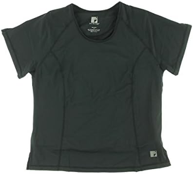 Live Life Large Women's Solid Tee with Power Mesh Control Liner 2X (16/18) Black