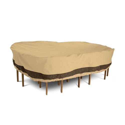 Veranda Elite 55-090-041501-00 Patio Table and Chair Set Cover For Large Rectangular and Oval Tables and Six Standard Chairs