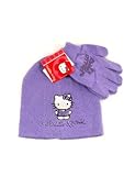 Sanrio Hello Kitty Winter Hat & Gloves 2pcs Cold Weather Lavender Knit Hat and Glove Set