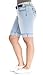 Angels Plus Light Wash Belted Denim Cuffed Bermuda
