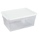 Sterilite 16448012 Storage Box, White Lid with See-Through Base, 12-Pack, 16-Quart