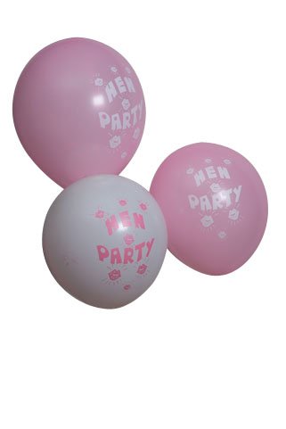 12 hen night pink baloons - packs of 10
