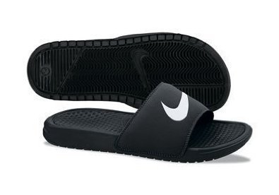 Nike Men's Benassi Swoosh Slide Sandal (11 D(M) US, Black)