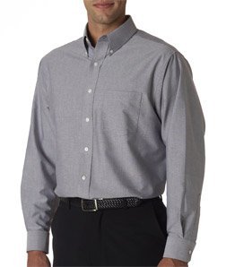 UltraClub® Men's Classic Wrinkle-Free Long-Sleeve Oxford - Charcoal (60/40) - M