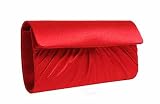 Red small satin and crepe clutch bag handbag designed by Olga Berg