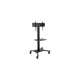 Universal Rolling Cart for 32 - 60 Flat Panel Screens, with Metal Shelf (Black)
