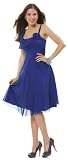 Cocktailkleid Partykleid aus Chiffon, mit Wasserfallausschnitt, Blau