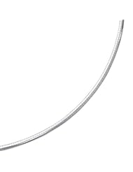 18" 14K White Gold 4.4mm (1/6") Polish Diamond Cut Classic Omega Necklace w/ Box Catch