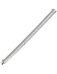 Silver Rhodium Plated 7.25" 11.2mm Polish Diamond Cut Textured Flat Domed With Diamond Imprint Bracelet With Box Catch