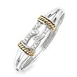 925 Silver, 14k Yellow Gold Vermeil & CZ Bracelet- 7 IN