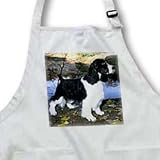 Black And White Springer Spaniel - Medium Length Apron With Pouc...