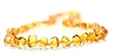 Baltic Amber Teething Necklace For Babies (Unisex) (Honey) – Anti Flammatory, Drooling & Teething Pain Reduce Properties – Natural Certificated Oval Baltic Jewelry with the Highest Quality Guaranteed. Easy to Fastens with a Twist-in Screw Clasp Mothers Approved Remedies! thumbnail