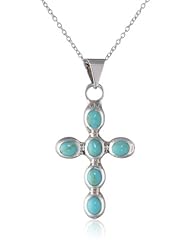 Sterling Silver Inlay Cross Pendant Necklace, 18"