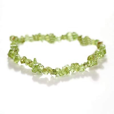 Green Peridot Gemstone Chips Beads Stretch Bracelet