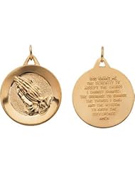 14K Yellow Gold 21.00 mm Disc W/Praying Hands Pendant