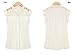 Women Sleeveless Button Vintage Sheer Tops Lace Shirt Chiffon Blouse