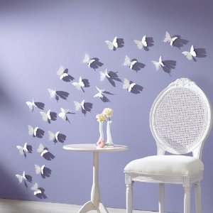 Produkt-Bild: Schmetterlinge Set 12 tlg. zum Kleben Wanddeko Wandtatto wei&szlig;