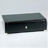 Ragar British Black Leather Contemporary Jewelry Box with Lift Out Tray