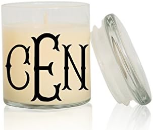 MONOGRAM CANDLE | Font: Fancy Fishtail | Large Creme Brulee/Vanilla Scented Candle | Hand Poured, Handcrafted, Highly Fragrant | Personalized Gifts