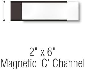 Magnetic "C" Channel Label Holders, 2"x6",, Label Holder,Magnetic"C"Channel , 25 Holders / Pack