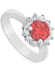 Ruby and Diamond Ring 14K White Gold - 1.50 CT TGW
