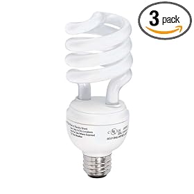 Globe Energy Saver 26-Watt Mini Soft White Compact Fluorescent Spiral Bulb (100-Watt Incandescent Equivalent), 3 Pack #278459