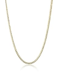 14K Yellow Gold 0.9mm Pendant Curb Chain Necklace 16"