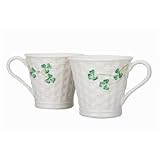 Belleek Basketweave Mugs Set of 2, Capacity 9oz