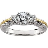 14K Two-Tone Gold Diamond Engagement Ring - 0.87 Ct.