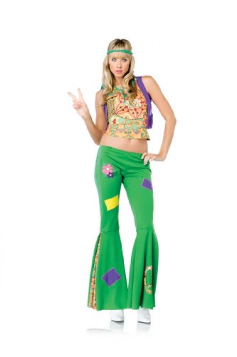 1970'S Womens Costume Retro 70'S Woodstock Party Hippie Flower Peace Bell Bottom Pants Leg Avenue by Fenvy