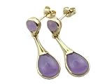 Lavender Jade Ladydrop Earrings, 14k Gold
