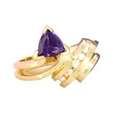 14K .60 CT Trillion Iolite & Diamond Ring