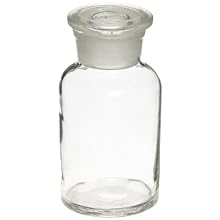American Educational Clear Flint Glass 250mL Wide Mouth Reagent Bottle with Ground Glass Stopper (Bundle of 5)