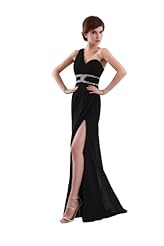Sexy Crystal  Backless Chiffon Floor Length One Shoulder Sheath Evening Dress/Prom Dress/Party Dress  With Ruffles