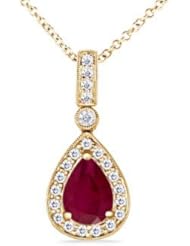 Diamond and Pear Ruby Pendant