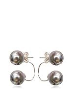 Silver Luxe Pendientes Synthetic Pearls Tahiti