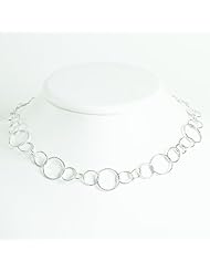 Sterling Silver Fancy Round Link Necklace 18 Inches